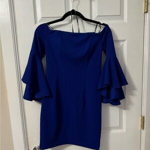 Elegant Blue Off-Shoulder Dress